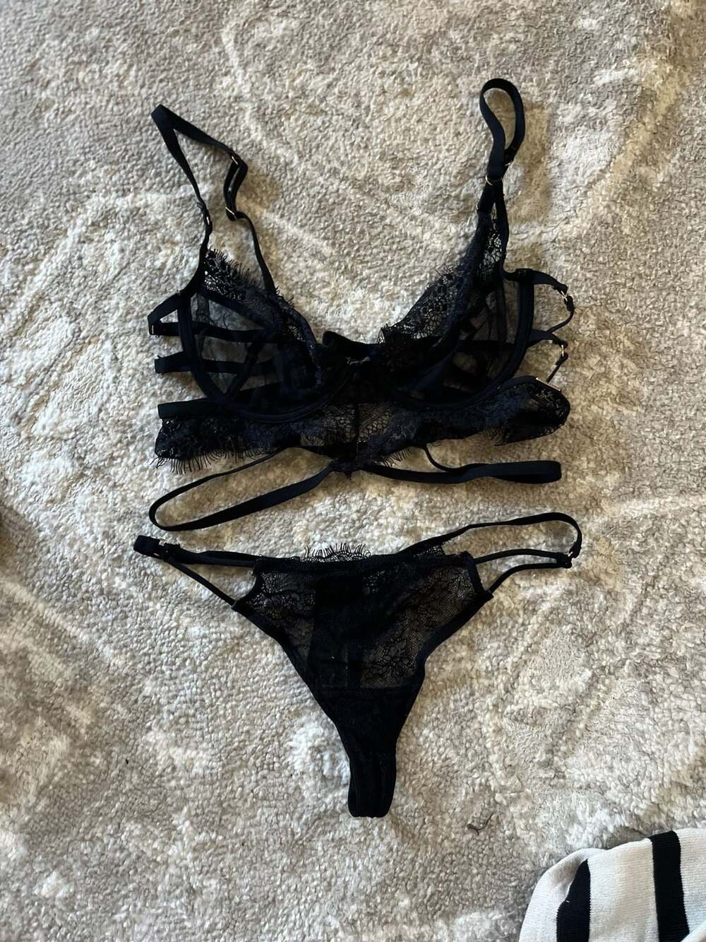 Bluebella Black Lace Strappy Bra Size 34B and pantie set